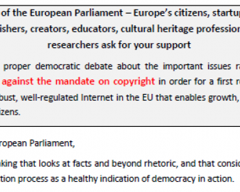 Call to members of the European Parliament: Open letter on the EU copyright reform