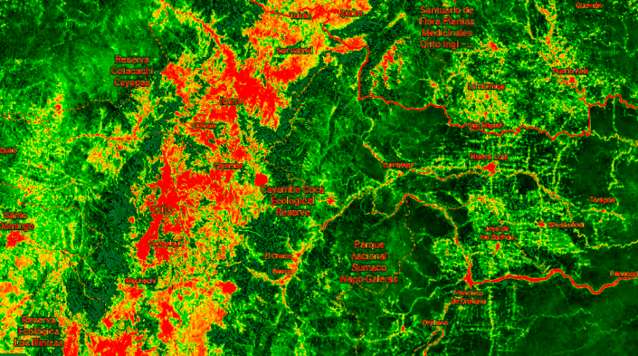 Imagen: Vista satelital de Ecuador.