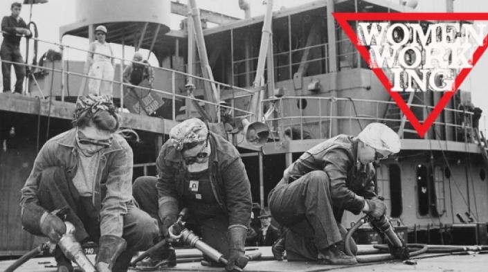 Image source: Chippers in a Shipyard [Shipbuilding. Three Women Working], 1942, US National Archives.